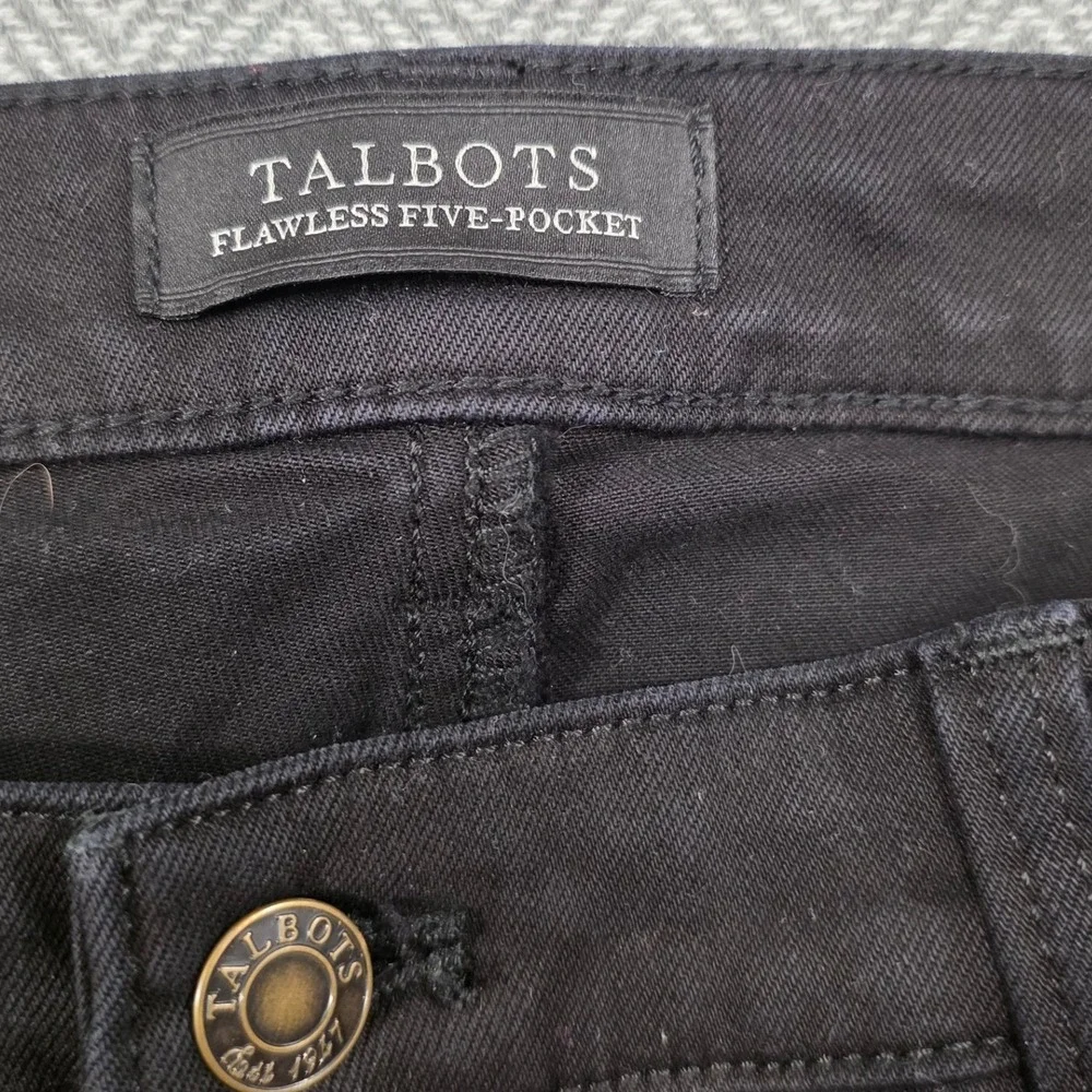Talbots‎ Slim Straight High Waist Black Jeans Womens Size 12 Frayed Hem